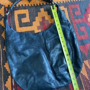 Authentic Hobo bag - black shoulder purse leather metal rings - see photos